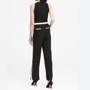 BANANA REPUBLIC BLACK WHITE STRIPES SLEEVELESS WIDE LEG JUMPSUIT - 8